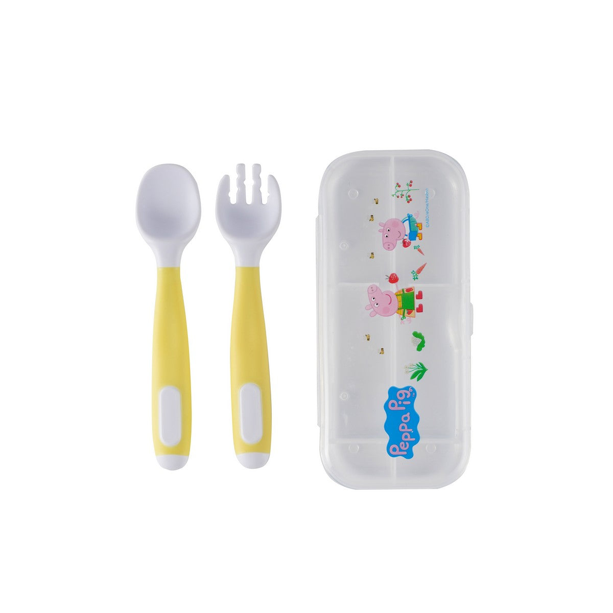 PEPPA PIG Bendable Toddler Fork and Spoon Set (With Storage Box) - Yellow