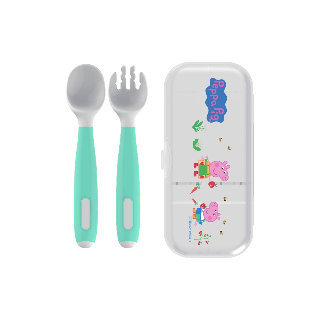 PEPPA PIG Bendable Toddler Fork and Spoon Set (With Storage Box) - Green